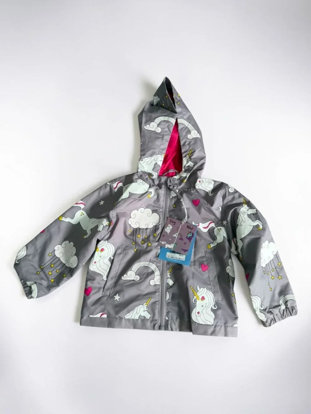 HOLLY & BEAU Magical Unicorn Color Changing Rain Jacket Size 2 Years NEW NWT